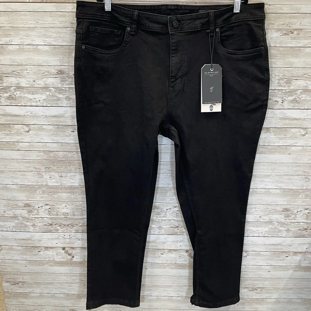 NWT NYC The Perfect Jean Mens 42x28 Jeans Slim Fit Black Stretch NEW